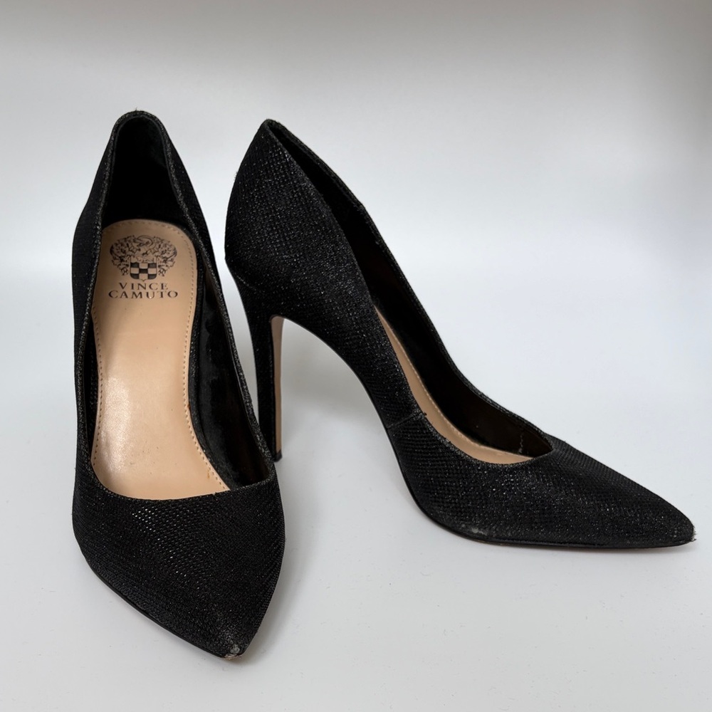 Vince Camuto Glitter Black Heels